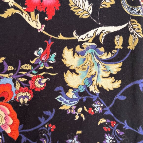 Womens Johnny Was Pottery Henley Tee Black Stretchy Knit Retail $145 3/4 Sleeves - Picture 10 of 10